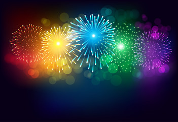 Colorful firework on black background for celebration