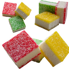 Fruit marmelade candies isolated on white.