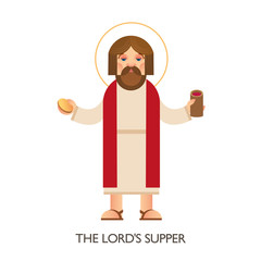 The Lord's Supper. Vector symbolic image of Jesus symmetrically modern, events from the life and ministry of Jesus icon