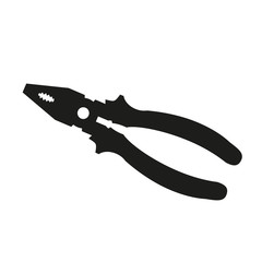 Black pliers silhouette. Flat icon. Vector illustration