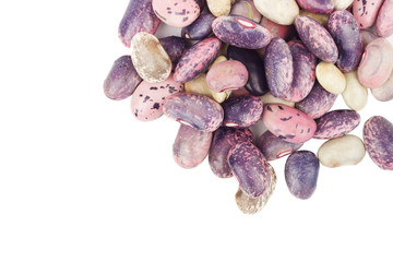 Heap of violet beans, isolated on white