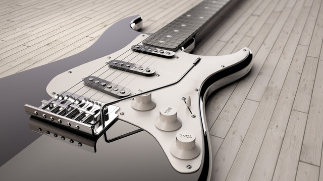 Realistic 3d render of electric guitar