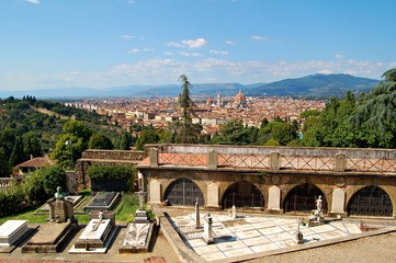View from a mountain over the impressive Florence in Italy