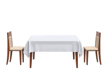 Fototapeta premium Table for two isolated on white background
