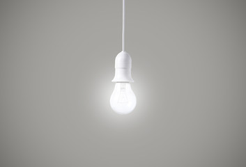 light bulb on gray background. concept of new ideas with innovation and creativity.