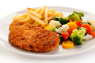 Fried pork chop with french fries