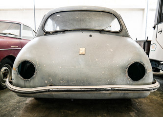 Old body car without light, retro and vintage background, nostalgia for a time which has passed 