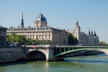 PARIS, FRANCE - September 24, 2013: beautiful view on wonderful bridge on the buildings and sky background