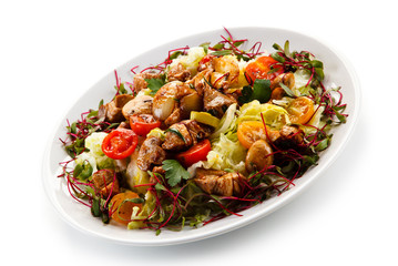 Chinese food -  roast meat and vegetables