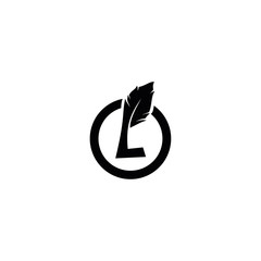 L letter with quill stock logo design