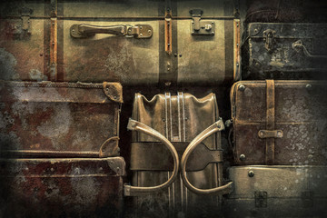 Fototapeta na wymiar Retro luggages bag background