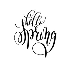 hello spring hand written lettering inscription