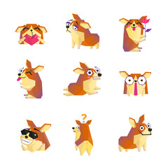  Corgi Dog Cartoon Character Icons Collection