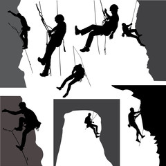 Rock climbers silhouette collection - vector