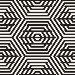 Vector Seamless Pattern. Repeating Lattice Abstract Background. Linear Grid From Striped Hexagonal Elements.