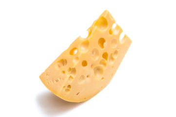 A piece of cheese isolated
