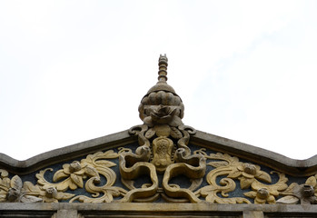 Carved stone decoration roof