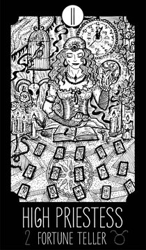 High Priestess. Tarot card Major Arcana.See all collection in my portfolio