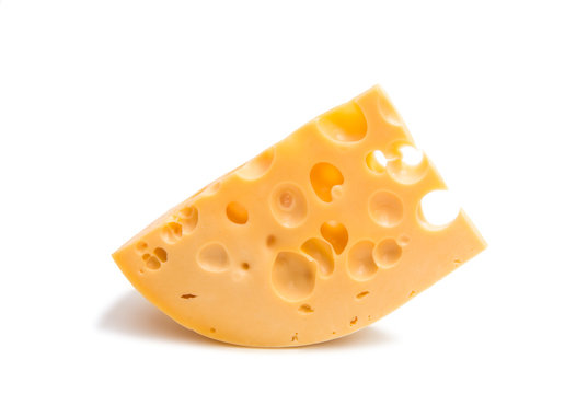 A piece of cheese isolated