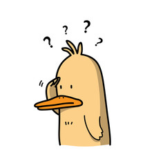 Curious Duck Cartoon, a hand drawn vector cartoon illustration filled with curiosity.