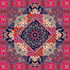Cute carpet. Packaging design. Tablecloth. Pillowcase. Blanket. Russian patchwork style.