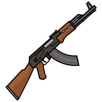 The Kalashnikov assault rifle, Machine gun, assault rifle, flat.
