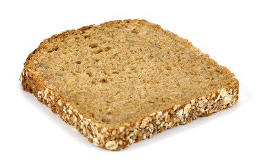 Slice of bread on white background