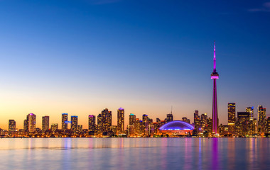 Toronto city skyline at night, Ontario, Toronto