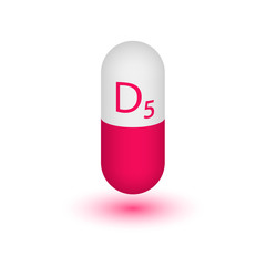 VITAMIN D5 The element design. Two-tone capsule on a white background. Vector illustration.