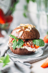 Vegetarian chocolate strawberry hamburger