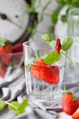 Strawberry drink. Spring time concept