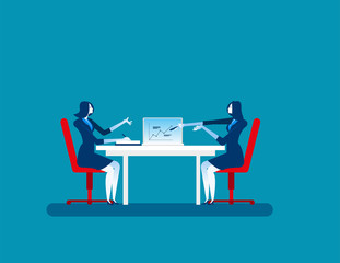 Businesswoman colleagues discuss future plans. Concept business character cartoon illustration. Vector office business flat