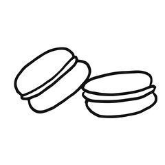 A delicious dessert is a makkaroni. Coloring is the outline. Fashionable and appetizing!