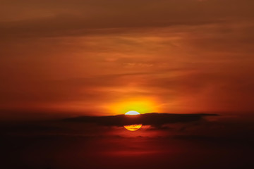 Fototapeta na wymiar Sun on sunset sky