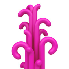 Abstract vertical smooth curved lines, simple geometric shapes isolated on white background. Cartoon cute children forms. Colorful funny realistic glossy style. Plastic reflective material. 3D render.