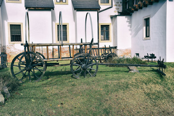 Fototapeta premium old ox cart Thailand. Old camera style