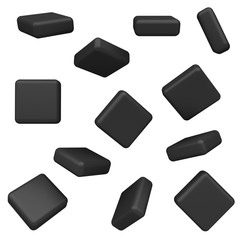 Abstract simple geometric shapes isolated on white background. Cartoon cute children forms. Colorful funny realistic glossy style. Plastic reflective material. 3D render.