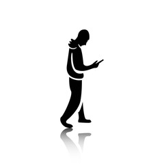 man goes with the phone in hand icon vector flat design