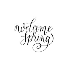 spring black and white hand written lettering inscription