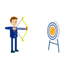 Businessman Hits Target With Bow Illustration