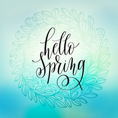 hello spring hand lettering poster, calligraphy