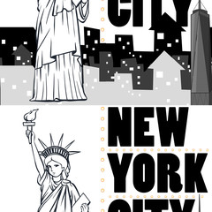 Obraz premium Seamless background with buildings and statue of New York