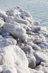 Dead Sea salt deposits stones white crystals 