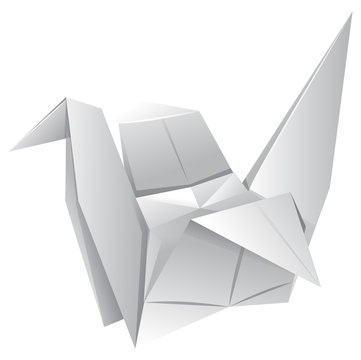 Origami art with paper bird