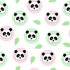 Seamless pattern, pandas in a circle