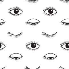 Tapeten Nahtloses Muster des offenen und geschlossenen Augenvektors. © airmel