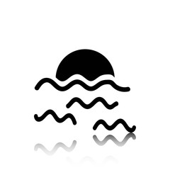 sunset waves icon stock vector illustration flat design