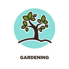Gardening as leisure activity and useful hobby promotion logo