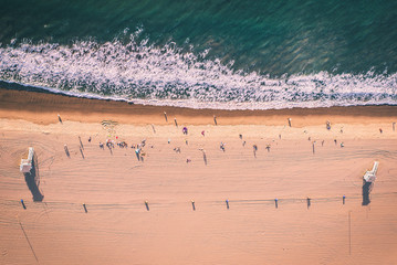 Fototapeta na wymiar Aerial view of sand and seashore