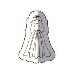 Fototapeta premium elegant bride dress with veil icon, vector illustration design